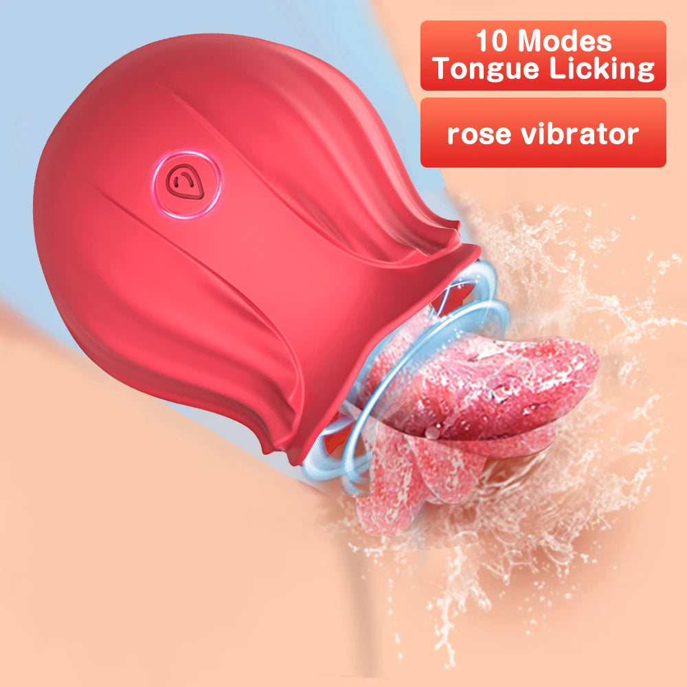 Rose Vibrators Toys Female Tongue Licking Silicone Clitoris Stimulator Vagina Massager Adults Intimate Goods Sex Toys For Women