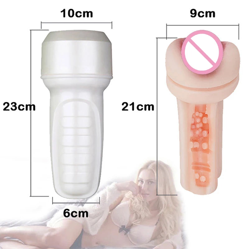 23CM Male Masturbator Cup Realistic Vagina Pocket Pussy Man Masturbation Glans Blowjob Airplane Cup Sucking Sex Product for Men