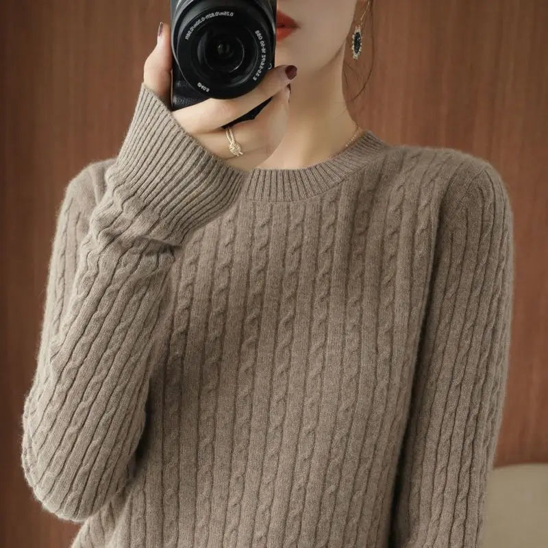 Autumn Winter Temperament Female Solid Color Knitted Tops 2023 Fashion V-Neck All-match Long Sleeve Sweaters Women's Clothing