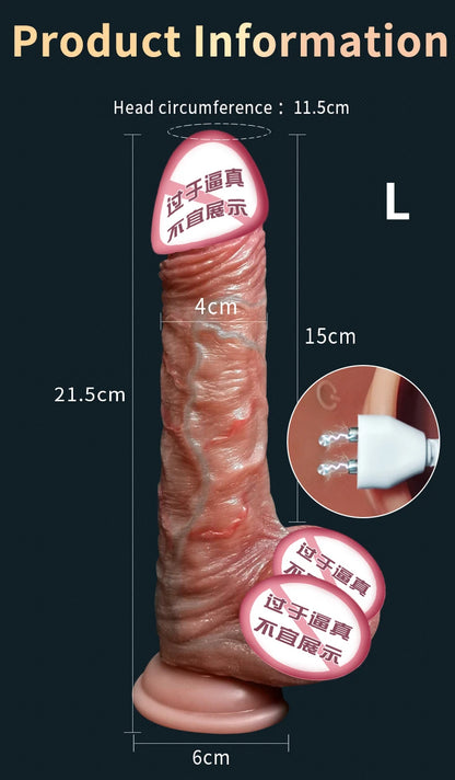 8.46inch Realistic Penis Dildo Vibrator Heating Sliding Foreskin Skin Female Masturbation Huge Dick Adult Sex Toys for Women