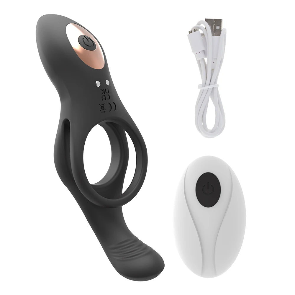 Wireless Remote Vibrating Cock Ring Clitoral Vibrator 10 Vibration Dual Penis Ring for Men G Spot Stimulator Sex Toy for Couples