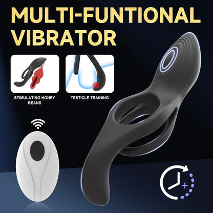 Wireless Remote Vibrating Cock Ring Clitoral Vibrator 10 Vibration Dual Penis Ring for Men G Spot Stimulator Sex Toy for Couples