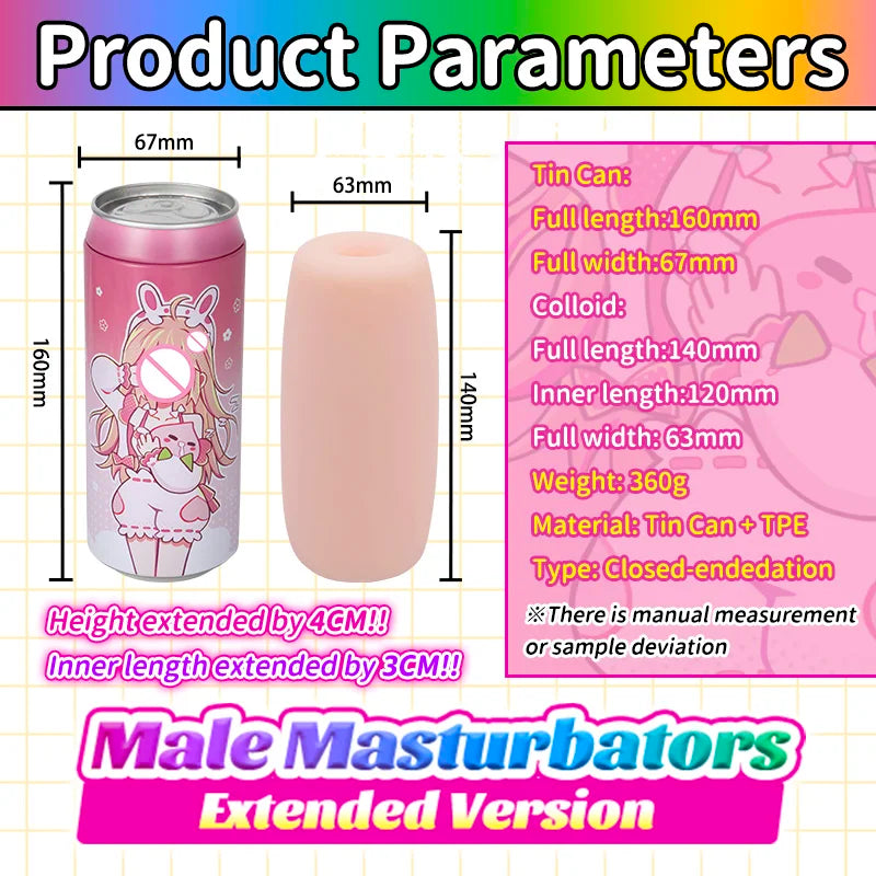 YUU 7 Colors Hidden Canned Masturbator for Male Anime Pussy Masturbation Egg Artificial Vagina Extended Canned Masturbators Toys