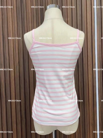 2024 Y2k Tanks Fashion Striped Sweet Vest Slim Fit Sleeveless Camis Summer Ropa Mujer Crop Tops Women Clothing Casual Sexy