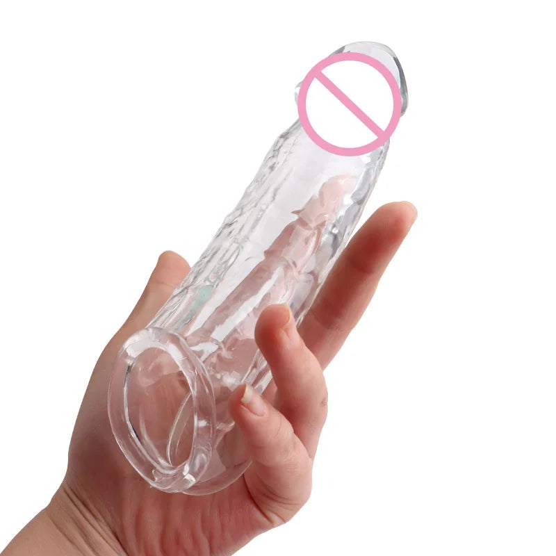 Silicone Reusable Penis Sleeve Extender Delay Ejaculation Ejaculation Strong Erection Sex Toy Adult Sex Toy For Men Linen Nozzle