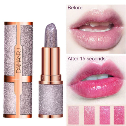 Temperature Color Changing Glitter Lipstick Waterproof Long Lasting Moisturizing Velvet Matte Lip Tint Red Pink Sexy Lips Makeup