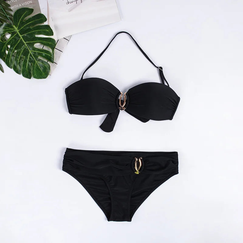 Summer Solid White Sexy Swimsuits Push Up Bikini Female Swimwear 2024 Beach Wear Brazilian Bikinis Women Swim Bathing Suit