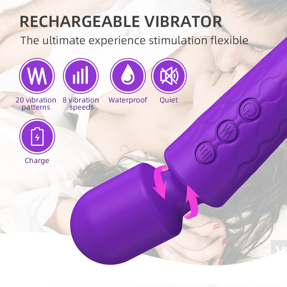 20 Speeds Powerful Dildo Vibrator Female AV Massager Wand G Spot Clitoris for Women Adult Sex Toys Masturbator Muscle Relaxation