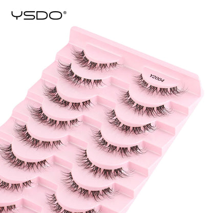 YSDO Natural False Eyelashes 3/6/10 Pairs Wispy Faux 3D Mink Lashes Reusable Fluffy Cat Fake Lashes Extension Makeup Tool Cílios