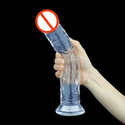 Big Crystal Jelly Realistic Clear Dildo Suction Cup Huge Transparent Penis Dick Anal Product Sex Toys For Woman Lesbian Adult