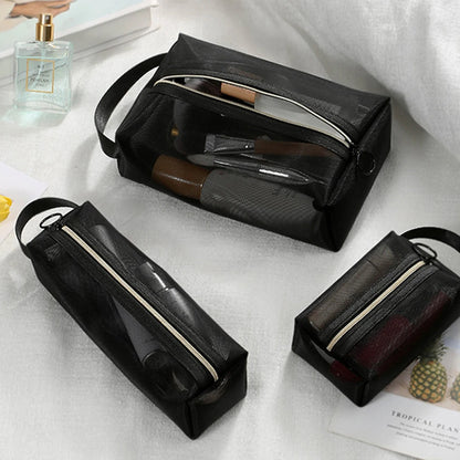 New Mesh Transparent Cosmetic Bags Small Large Clear Black Makeup Bag Portable Travel Toiletry Organizer Lipstick Storage Pouch