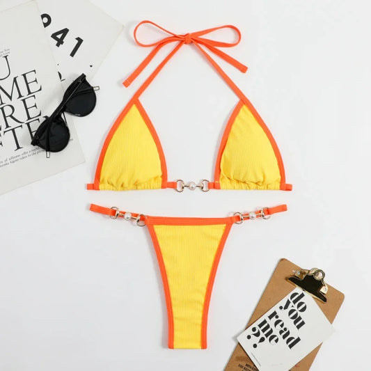 Sexy TwoPieces Bikini Set Women Random Print Bikini Set Push-Up Swimsuit Sandbeach Swimwear Bathing Suit