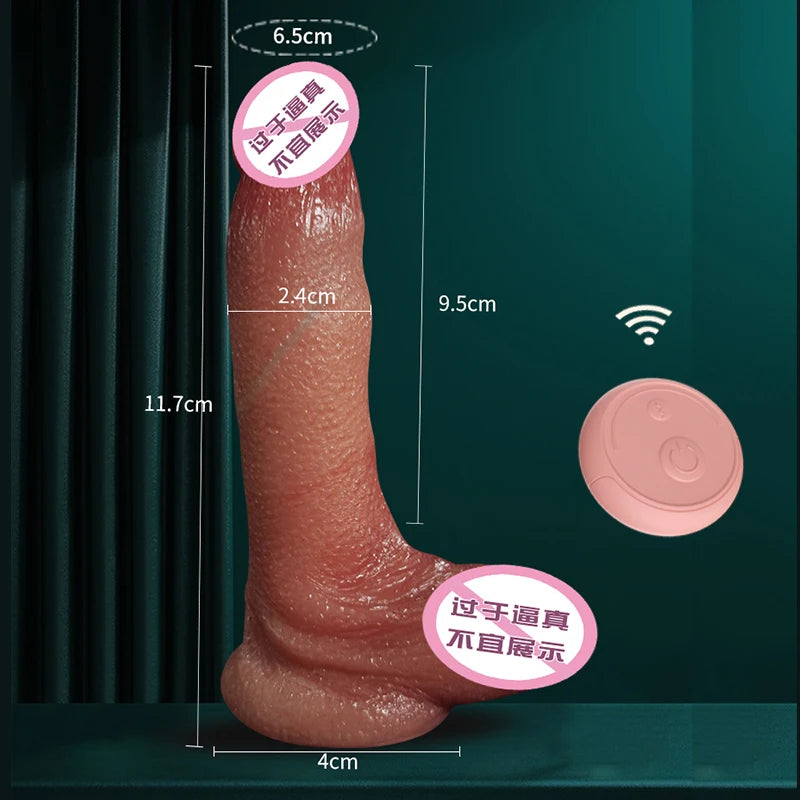 8.46inch Realistic Penis Dildo Vibrator Heating Sliding Foreskin Skin Female Masturbation Huge Dick Adult Sex Toys for Women