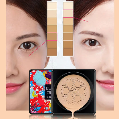 BB Cream Mushroom Head Air Cushion with Powder Puff Moisturizing Brightening Foundation Concealer CC Cream Base Makeup Cosmetics