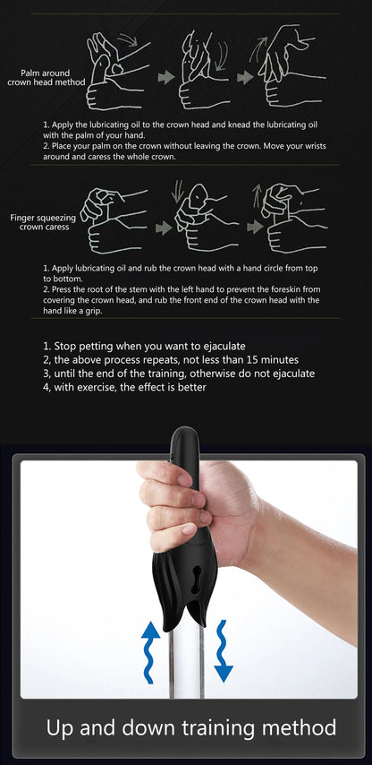 Male Masturbator Penis Vibrator Tongue Licking Climax Delay Trainer Blowjob Stimulate Glans Vibrating Massager Stamina Trainer