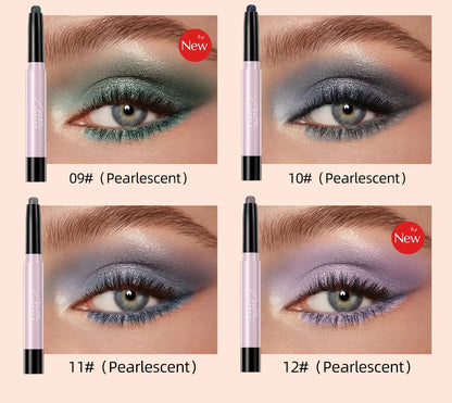 12 Colors Pearlescent Eyeshadow Eyeliner Pencil Waterproof Glitter Matte Nude Eye Shadow Makeup Pigment Silkworm Eyeshadow Pens