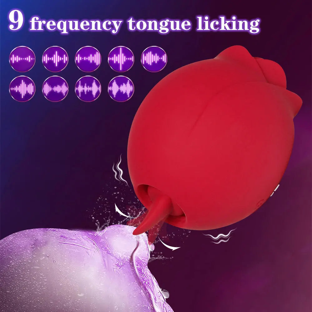 Sucking Rose-Tongue Licking Vibrator for Women Clitoris Stimulator Oral Nipple Vacuum Clit Sucker Female Sex Toys for Adults