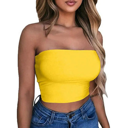 Women's Clothing Strapless Top Sexy Sleeveless Crop Top Elastic Boob Bandeau Tube Tops Shirt Cami Top топ женские топы женские