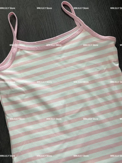 2024 Y2k Tanks Fashion Striped Sweet Vest Slim Fit Sleeveless Camis Summer Ropa Mujer Crop Tops Women Clothing Casual Sexy