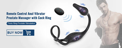 Penis Vibrator for Men Remote Control Cock Ring Ejaculation Delay Testicles Perineum Stimulator Sex Toy for Couples Game