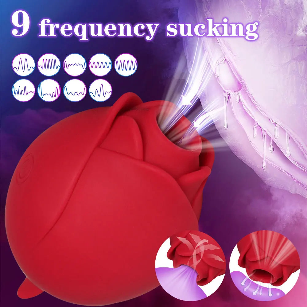 Sucking Rose-Tongue Licking Vibrator for Women Clitoris Stimulator Oral Nipple Vacuum Clit Sucker Female Sex Toys for Adults