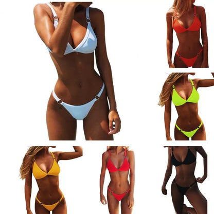 1 Set Great Bikini Swimsuit Attractive Bikini Panties Eye-catching Women Solid Swimming Panties Bikini Set  Allergy Free