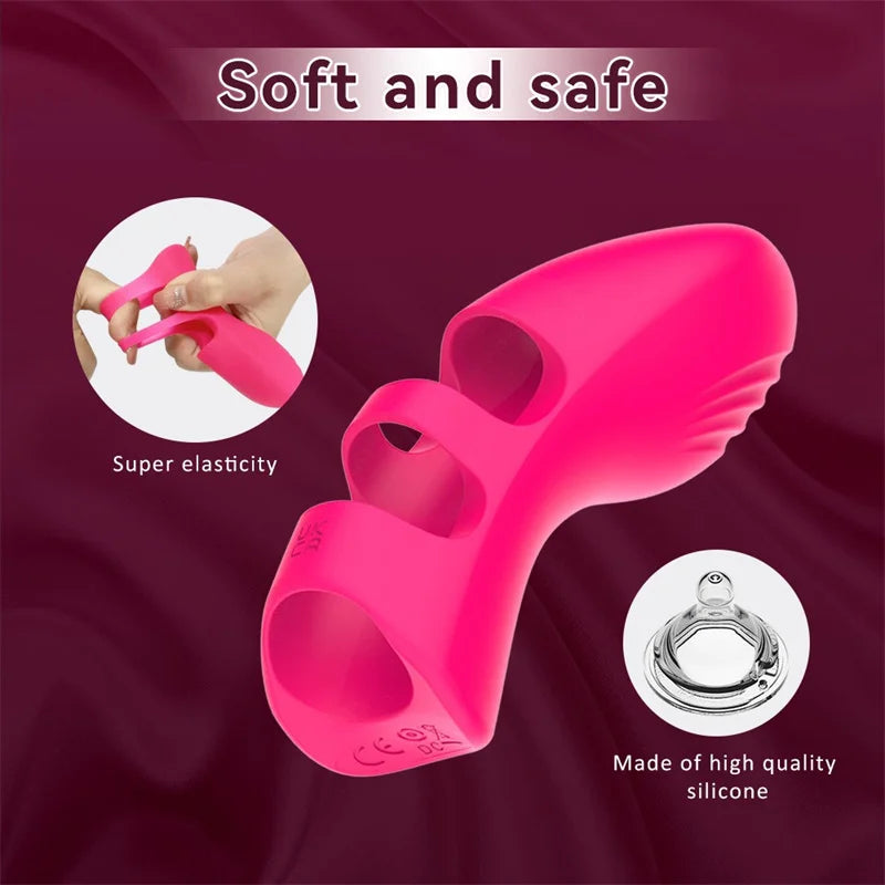 10 Frequency Vibration Finger Sleeve Powerful Female Vibrators Strong Crush Finger 18 Grams For Couples Erotic Toys Gadgets