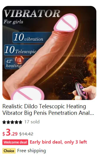 Realistic Dildo Telescopic Vibrator Female Stimulator Big Penis Anal Plug with Heating Thrusting Sex Toys for Women