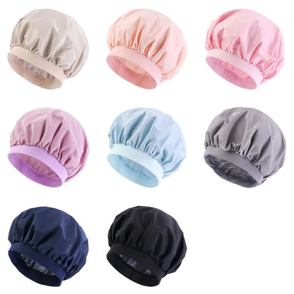 Women Waterproof Bath Hat Elastic Shower Hair Covers Bathing Caps Beanie Beauty Perm Cap Dustproof Hair Cap Bathroom Accessories