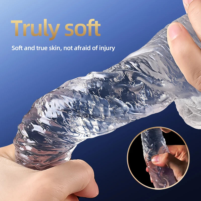 Big Crystal Jelly Realistic Clear Dildo Suction Cup Huge Transparent Penis Dick Anal Product Sex Toys For Woman Lesbian Adult