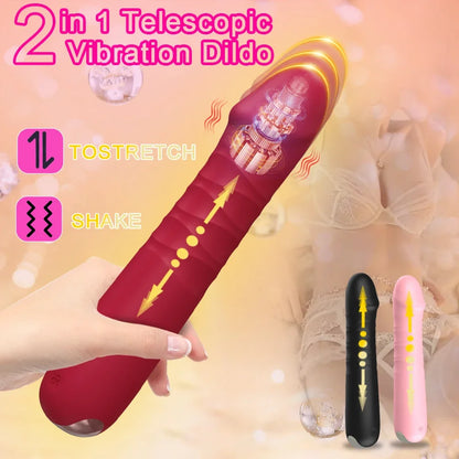 Telescopic G-Spot Vibrators for Women Dildo Clitoris Vagina Stimulator Thrusting Wand Female Masturbator Sex Machine for Adult