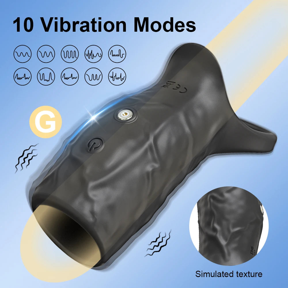 Vibrating Penis Sleeve Ejaculation Delay Penis Vibrator with Cock Ring for Men Penis Extension Adult Goods Sex Toy for Couples