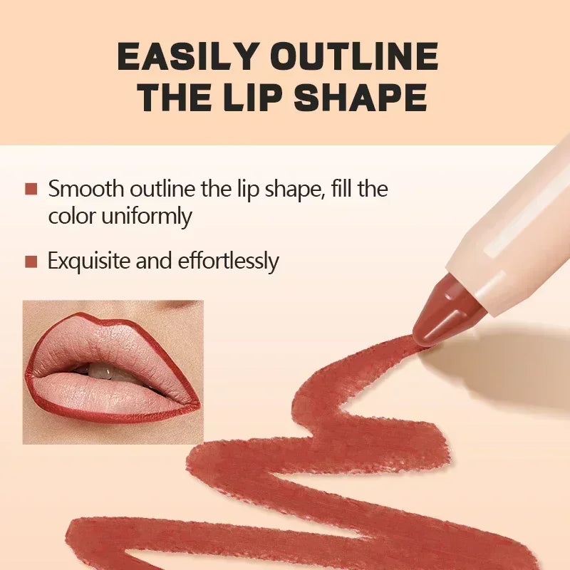 Nude Brown Lipliner Pen Waterproof Sexy Red Matte Contour Tint Lipstick Lasting Non-stick Cup Lipliner Pen Lips Makeup Cosmetic