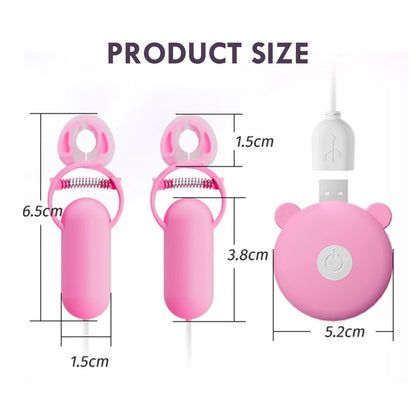 Silicone Nipple Clamps Vibrators with Remote Control 10 Mode Breast Massage Clitoris Clip Waterproof Flirting Sex Toys for Women