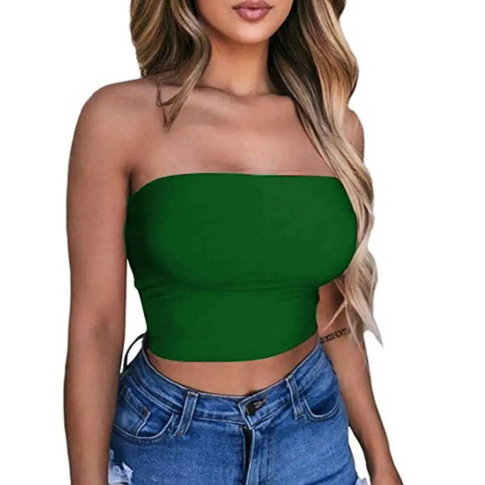 Women's Clothing Strapless Top Sexy Sleeveless Crop Top Elastic Boob Bandeau Tube Tops Shirt Cami Top топ женские топы женские