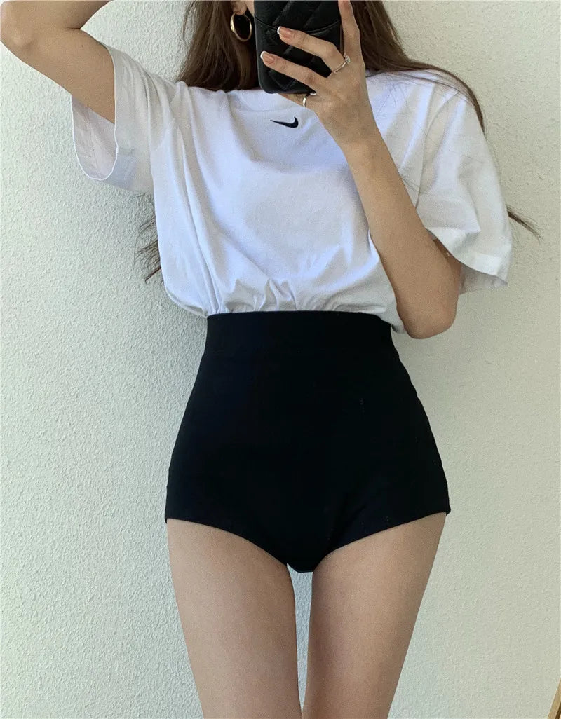 Fashion Casual Cute Sexy Black High Waisted Booty Shorts Women Clothing Female Woman OL Spring Summer Autumn Outerwear Clothes