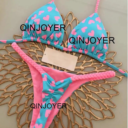 QINJOYER Women Swimwear 2024 Bikini Set Thong Swim Suit Women Bathing Suits Bikini Biquini Brazilian Swimwear