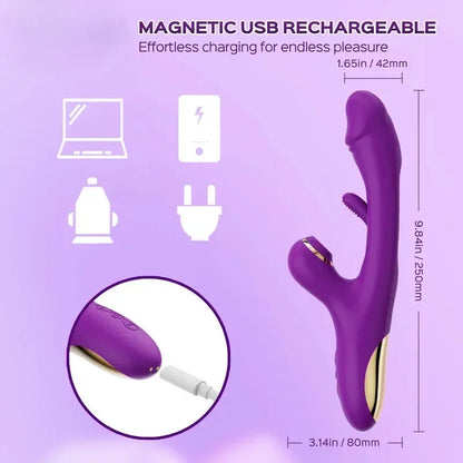 3-IN-1 Rabbit Vibrator Powerful Sucking Licking Nipples Clitoral Stimulator Massager Female G-Spot Finger Dildo Adult Sex Toys