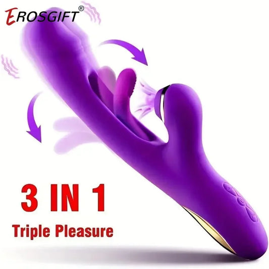 3-IN-1 Rabbit Vibrator Powerful Sucking Licking Nipples Clitoral Stimulator Massager Female G-Spot Finger Dildo Adult Sex Toys