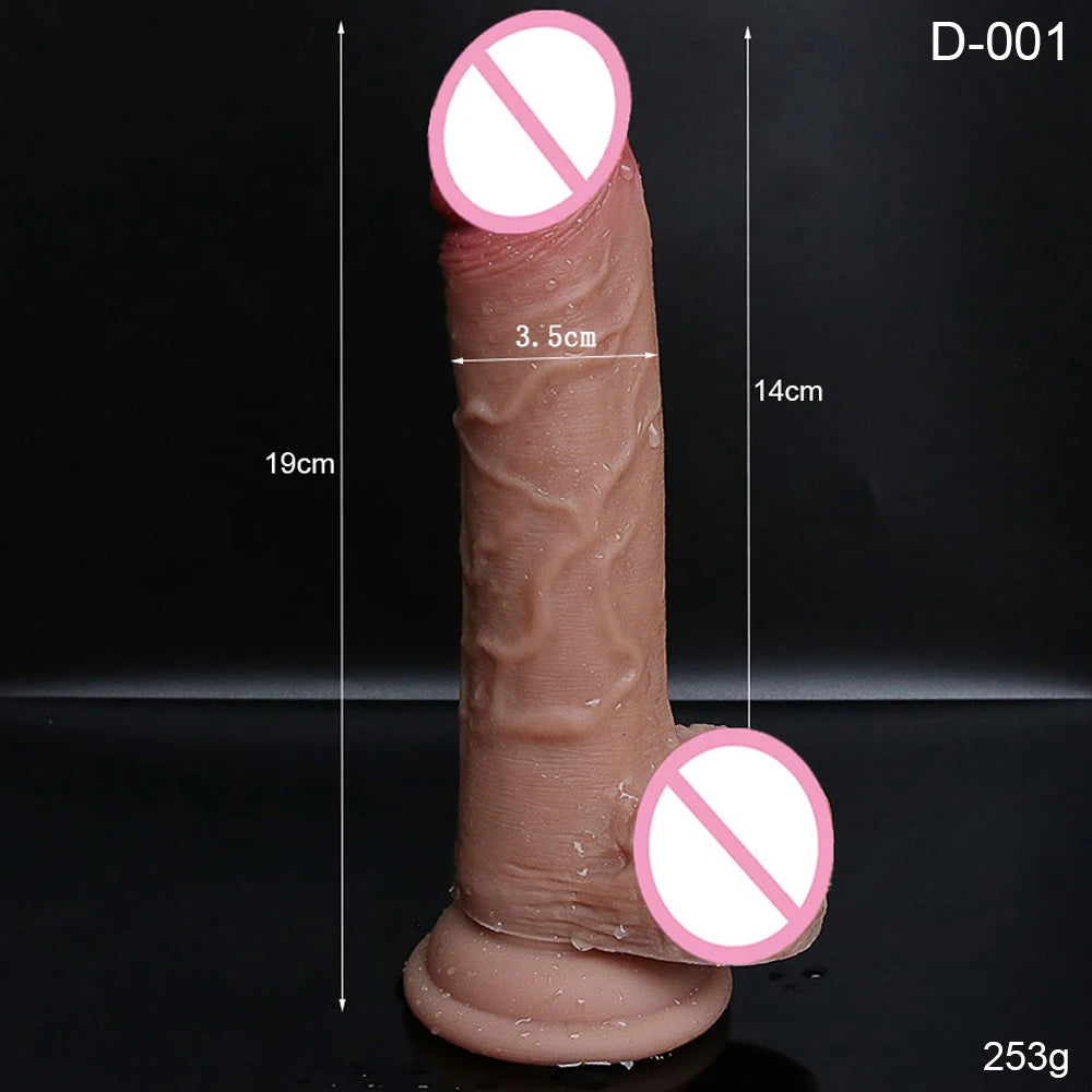 Skin Feeling Realistic Penis Soft Sexy Huge Dildo Female Masturbator Double Layer Silicone Suction Cup Adults For Women Big Dick