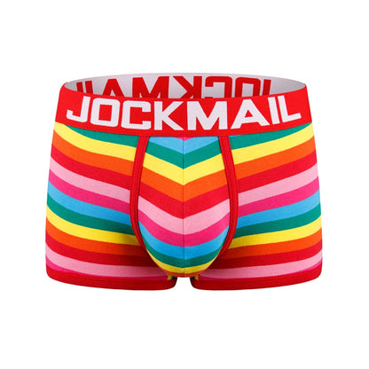 Jockmail Fashion Brand Sexy Underwear Men Boxer Rainbow Stripe Boxershorts Men Low-Rise Breathable Pouch Gay Calzoncillos Hombre