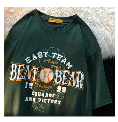 Little bear Short sleeved t-shirt women summer 2024 new Korean version loose student top ins women clothing vintage y2k top