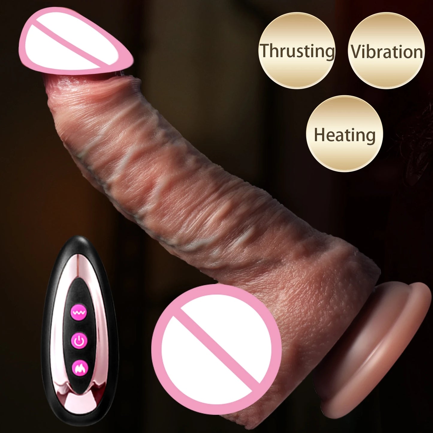 Realistic Dildo Telescopic Vibrator Female Stimulator Big Penis Anal Plug with Heating Thrusting Sex Toys for Women