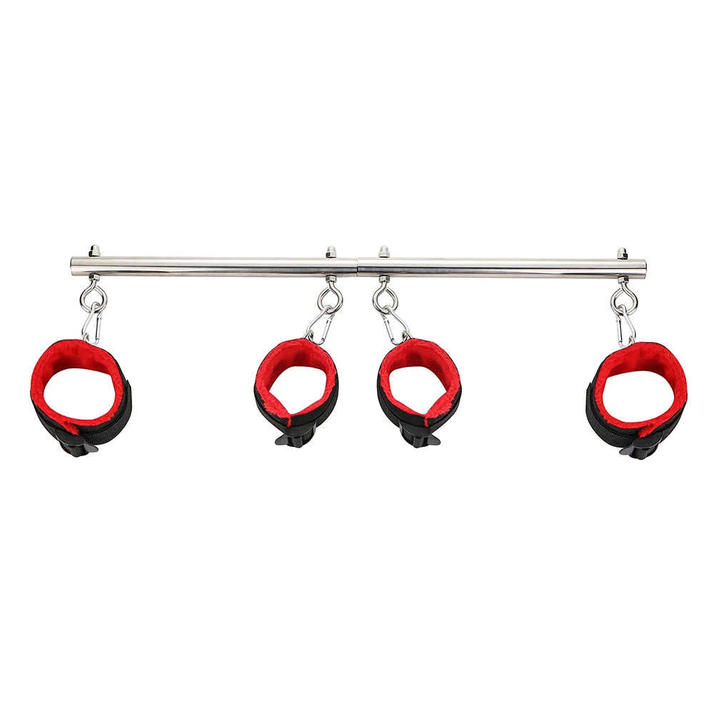 BDSM Bondage Set Stainless Steel Extend Spreader Bar Sex Slave Handcuffs Ankle Cuffs Fetish Restraints Adult Sex Toys for Couple