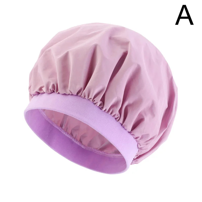 Women Waterproof Bath Hat Elastic Shower Hair Covers Bathing Caps Beanie Beauty Perm Cap Dustproof Hair Cap Bathroom Accessories