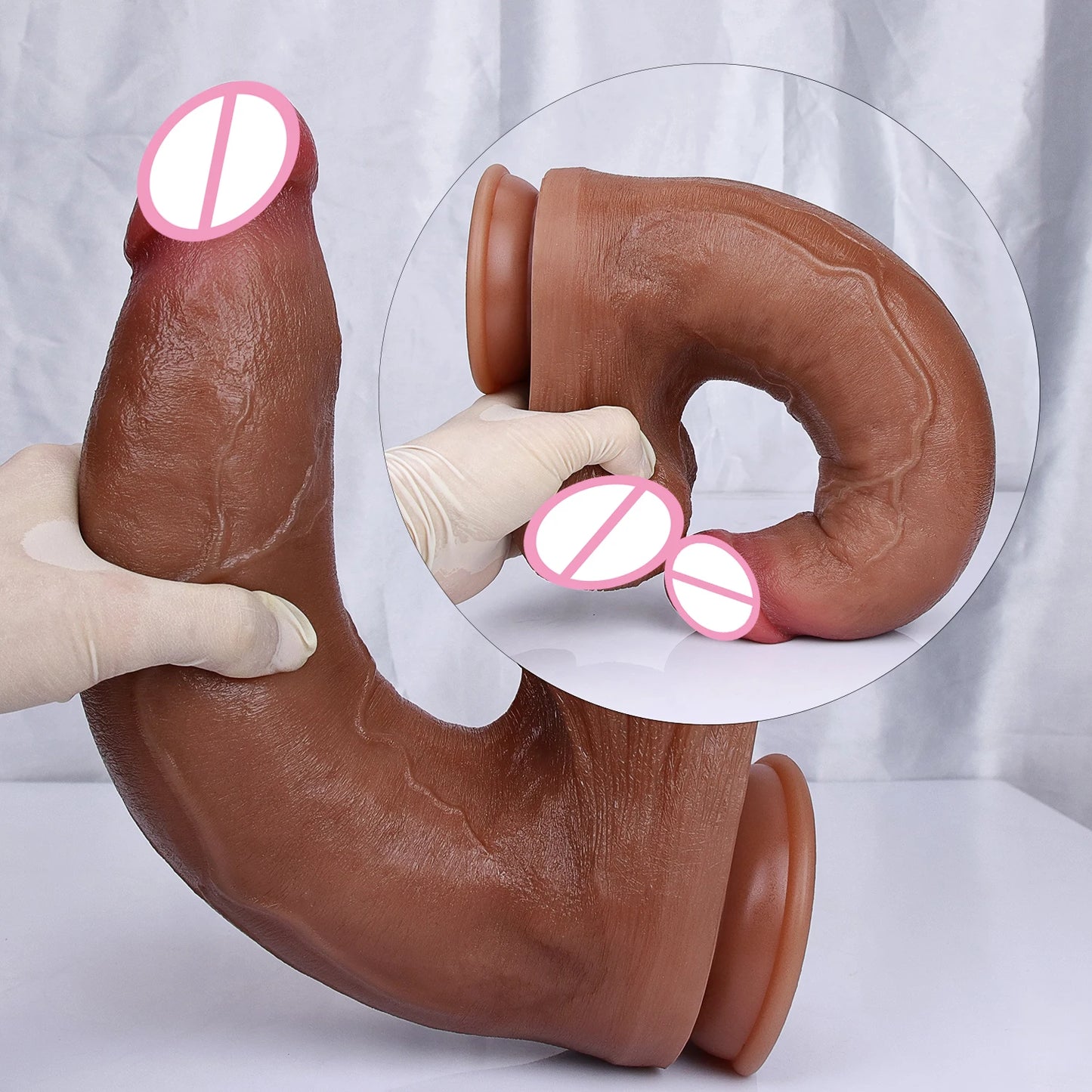 XXL Realistic Soft Huge Glans Long Dildo Silicone Vaginal Masturbators Penis Erotic Toy for Women Suction Cup Thick Real Dick