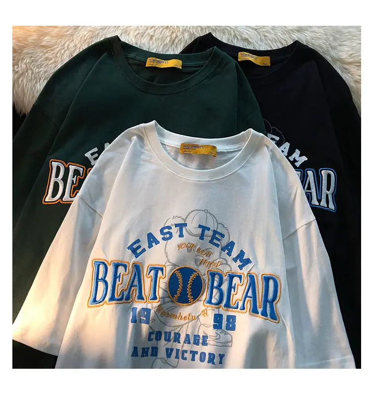 Little bear Short sleeved t-shirt women summer 2024 new Korean version loose student top ins women clothing vintage y2k top