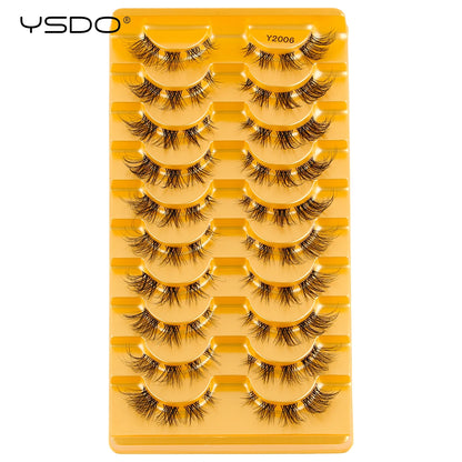 YSDO Natural False Eyelashes 3/6/10 Pairs Wispy Faux 3D Mink Lashes Reusable Fluffy Cat Fake Lashes Extension Makeup Tool Cílios