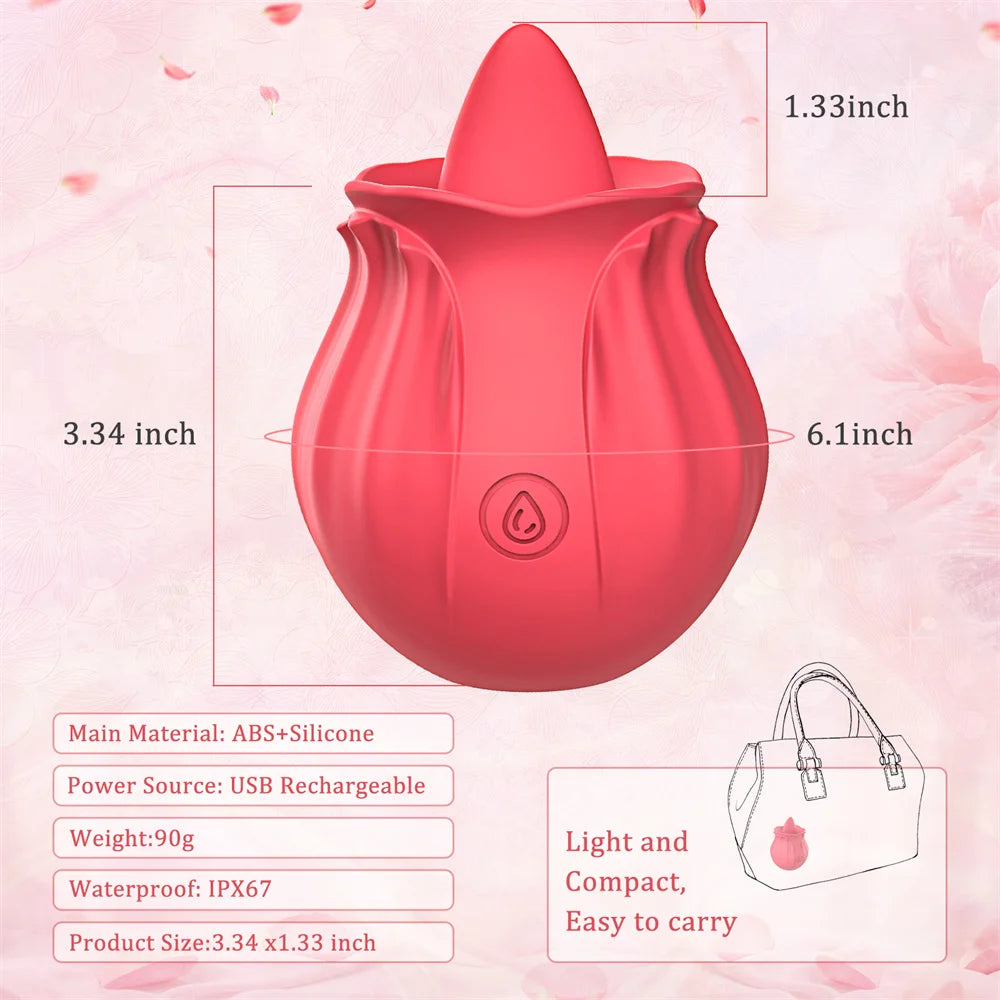 Rose Vibrators Toys Female Tongue Licking Silicone Clitoris Stimulator Vagina Massager Adults Intimate Goods Sex Toys For Women