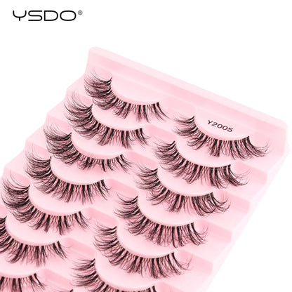 YSDO Natural False Eyelashes 3/6/10 Pairs Wispy Faux 3D Mink Lashes Reusable Fluffy Cat Fake Lashes Extension Makeup Tool Cílios